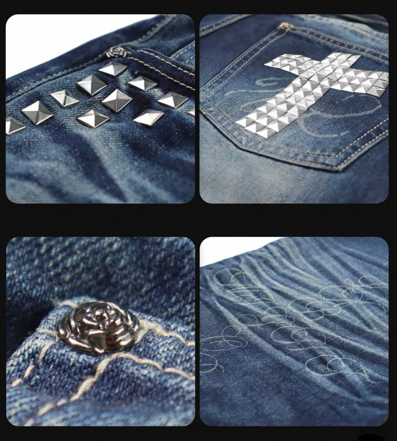 Rock Studded Visual Kei Flare Jeans