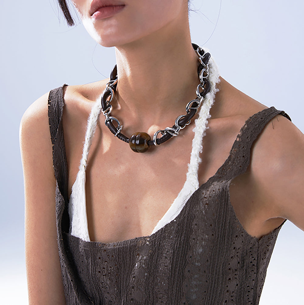 Tribal Leather Rope Chain Choker Necklace