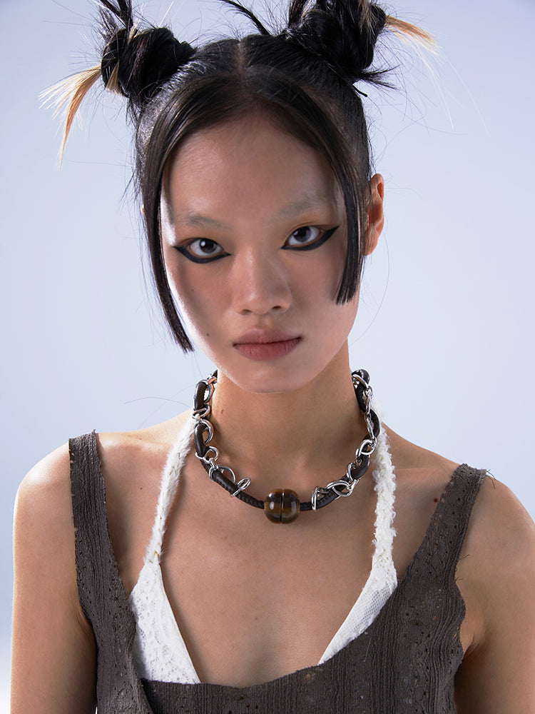 Tribal Leather Rope Chain Choker Necklace