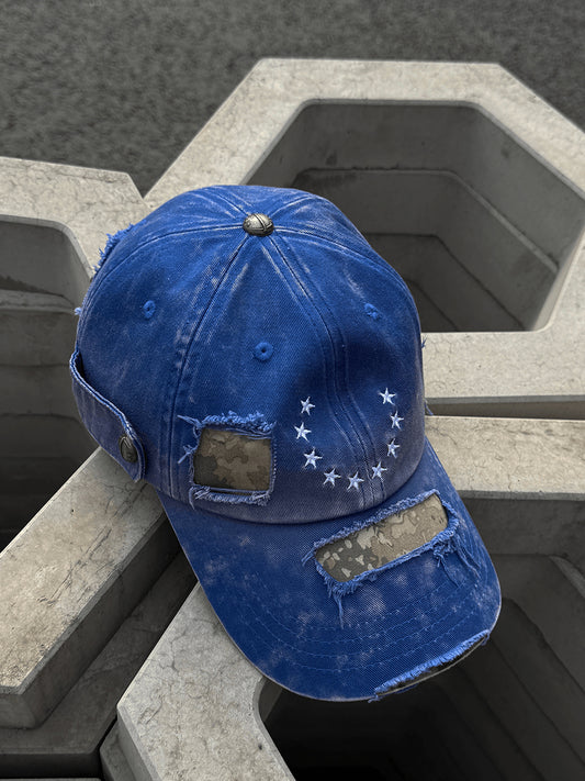 Ninestar Washed Vintage Blue Black Camo Cap