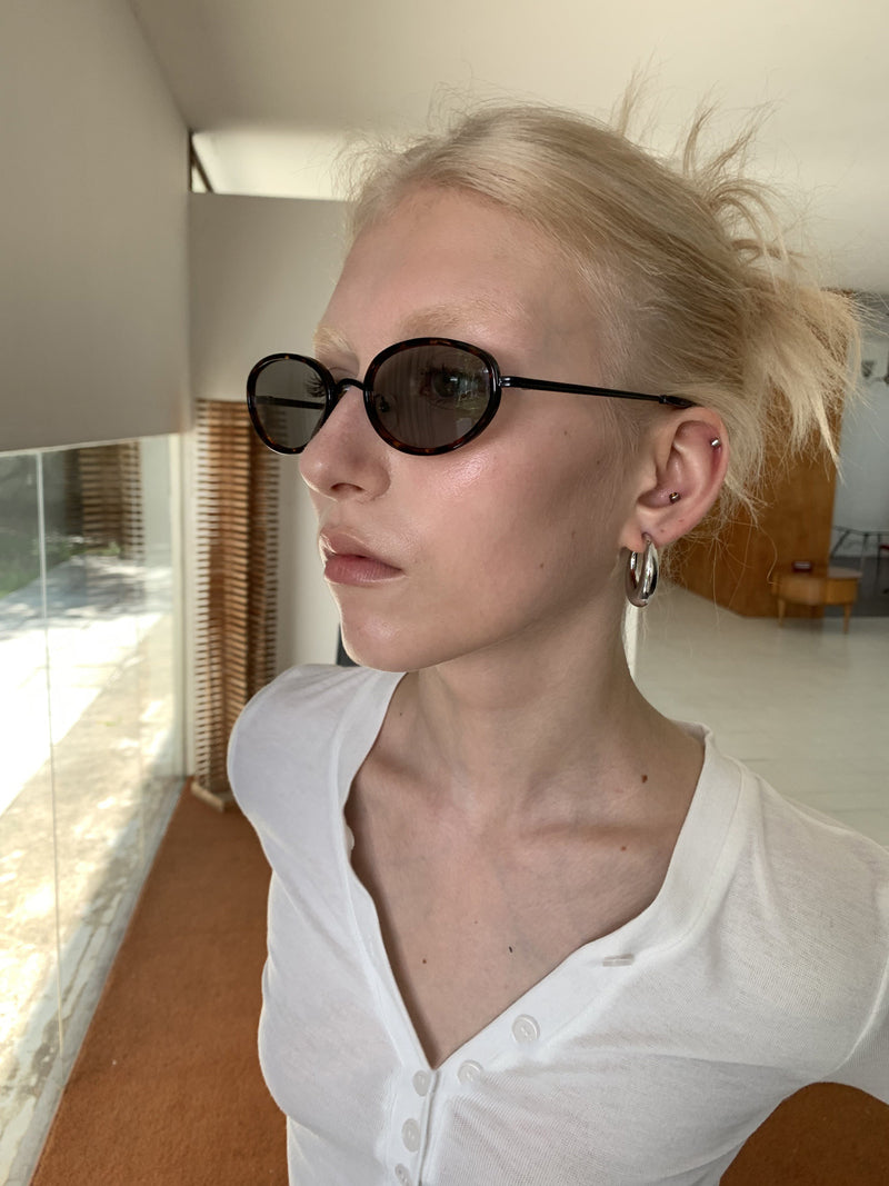 Tortoiseshell Oval Long Frame Sunglasses