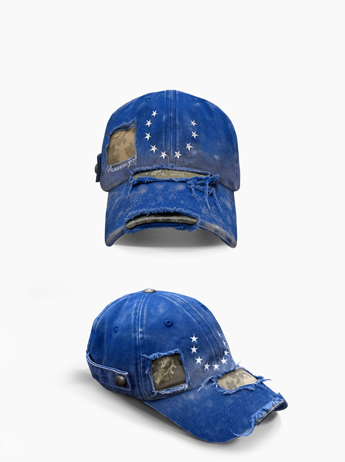Ninestar Washed Vintage Blue Black Camo Cap