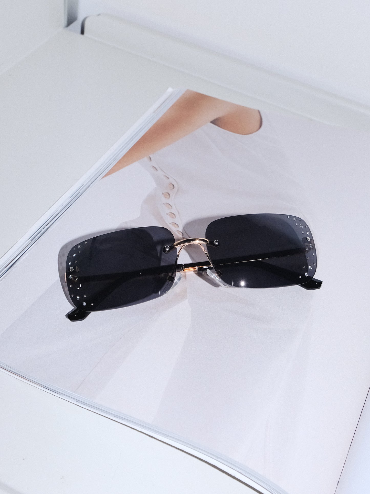 Rimless Rhinestone UV Protection Sunglasses