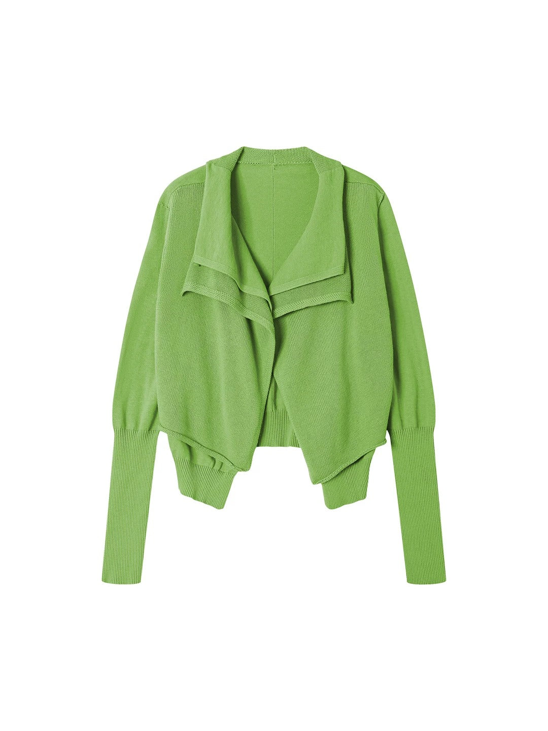 Origami Double-Layer Drape Knit Cardigan - Grass Green flat lay