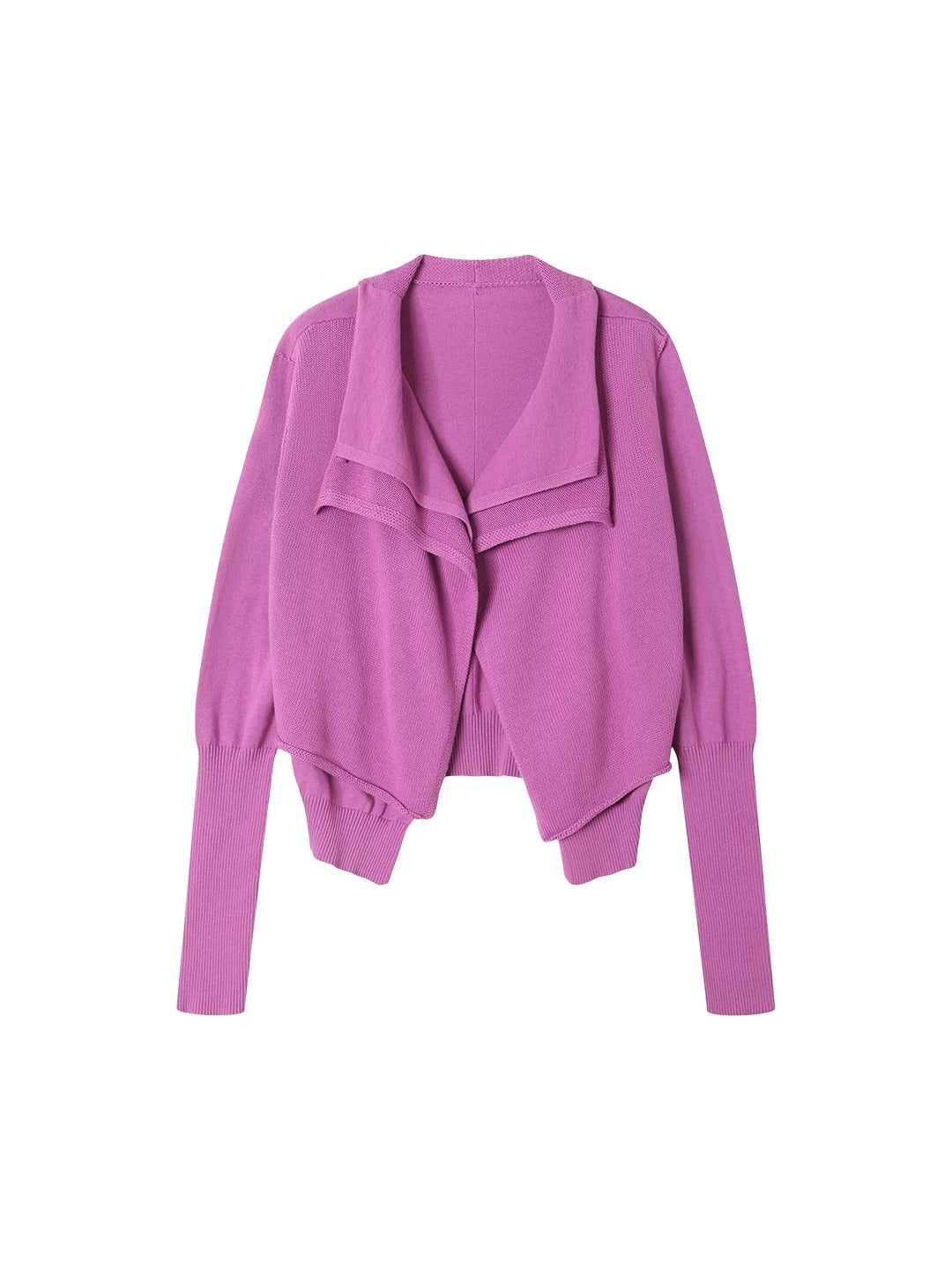 Origami Double-Layer Drape Knit Cardigan - Magenta flat lay