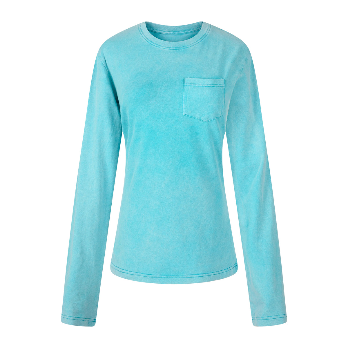 Washed Vintage Pocket Long Sleeve Tee - Washed Green flat lay