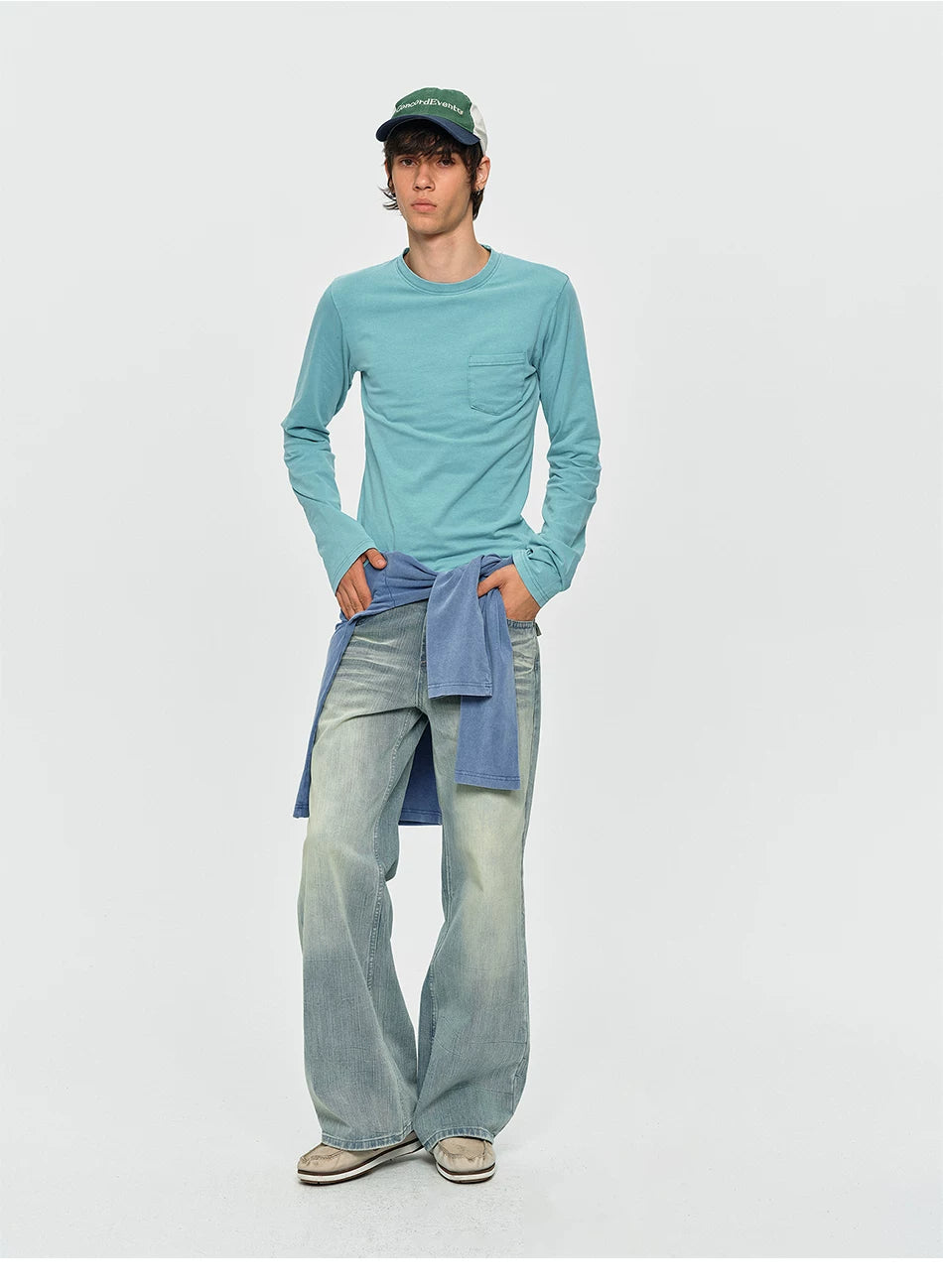 Washed Vintage Pocket Long Sleeve Tee - Washed Green outfit