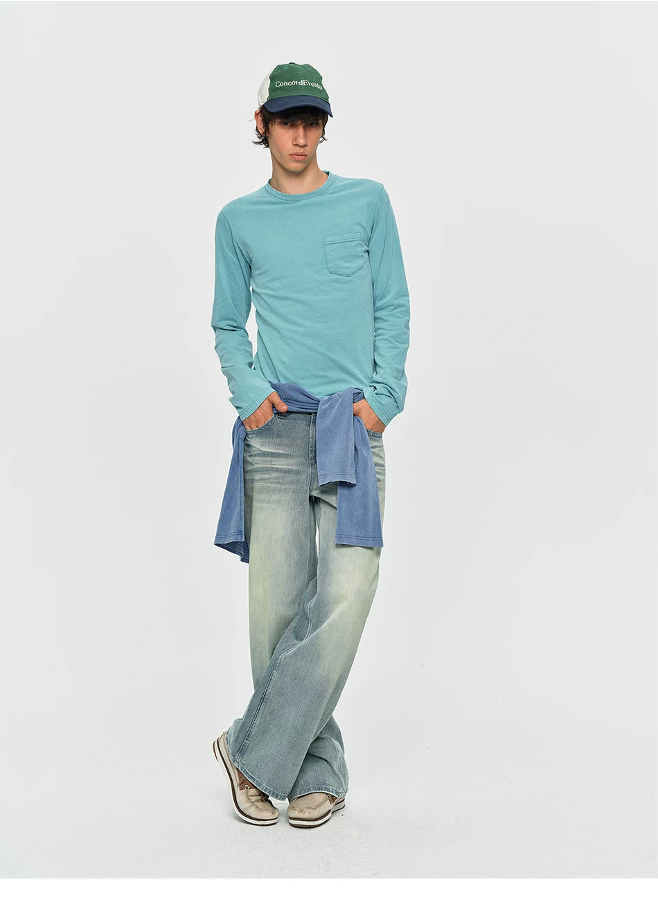 Washed Vintage Pocket Long Sleeve Tee - Washed Green outfit