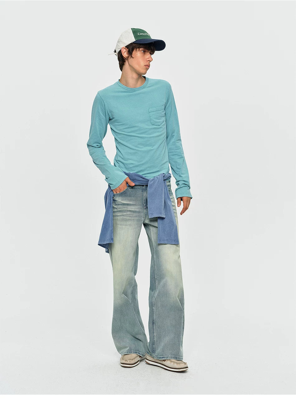 Washed Vintage Pocket Long Sleeve Tee - Washed Green outfit