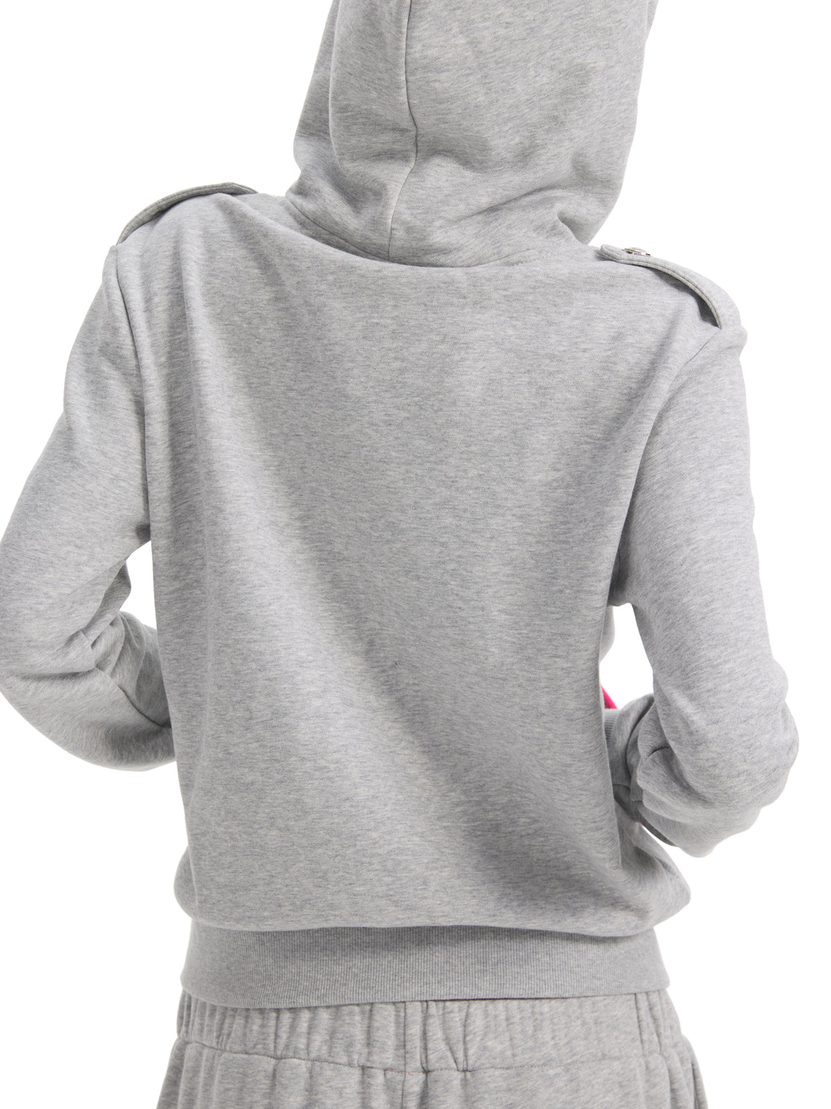 NumbAsia Studded Hussar Pink Jumbo Zip Hoodie - Heather Grey side full outfit