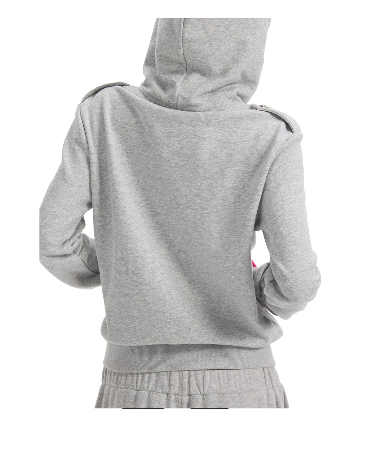 NumbAsia Studded Hussar Pink Jumbo Zip Hoodie - Heather Grey back hood view