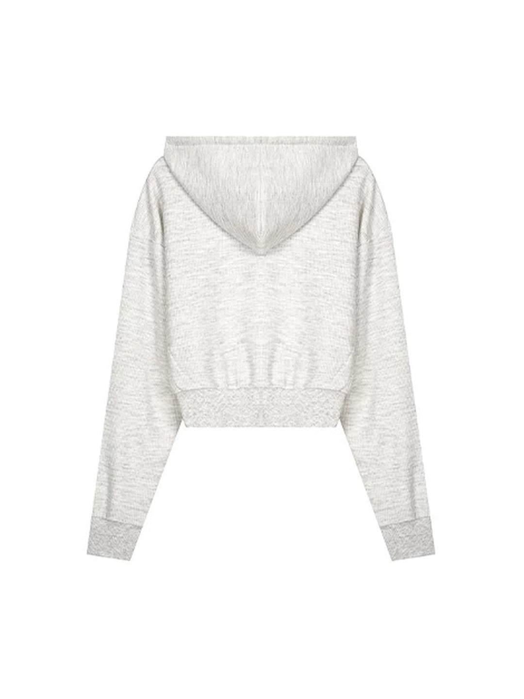 Leopard Studded Cross Cropped Zip-Up Hoodie - Heather Gray flat lay back