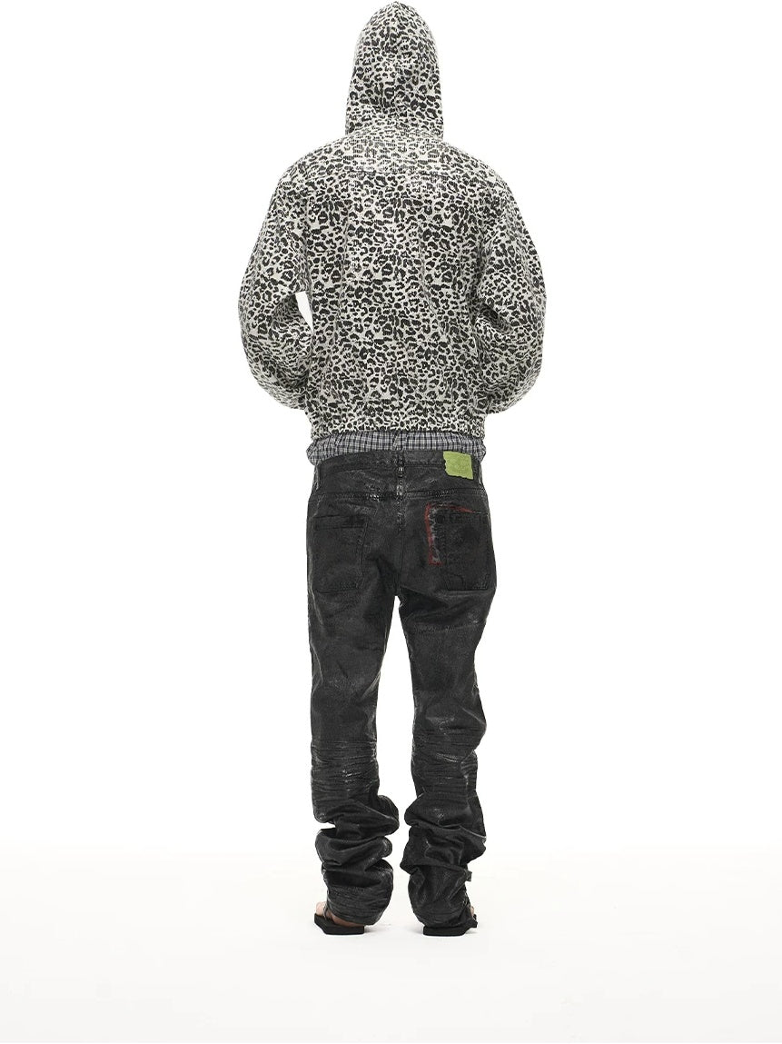 EXITMODE Leopard Sequin Zip-Up Hoodie - White back