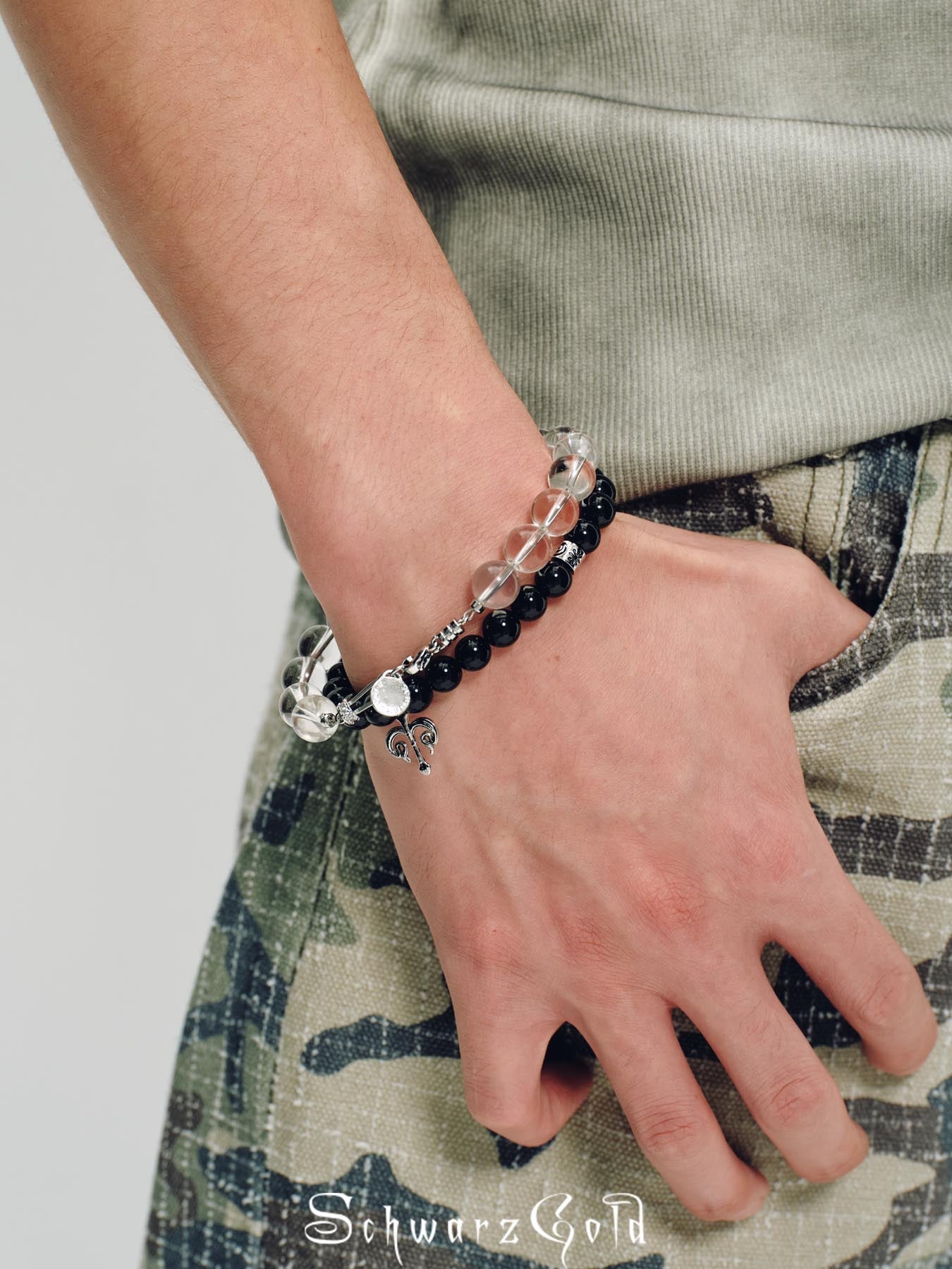 Spiral White Crystal Beaded Bracelet