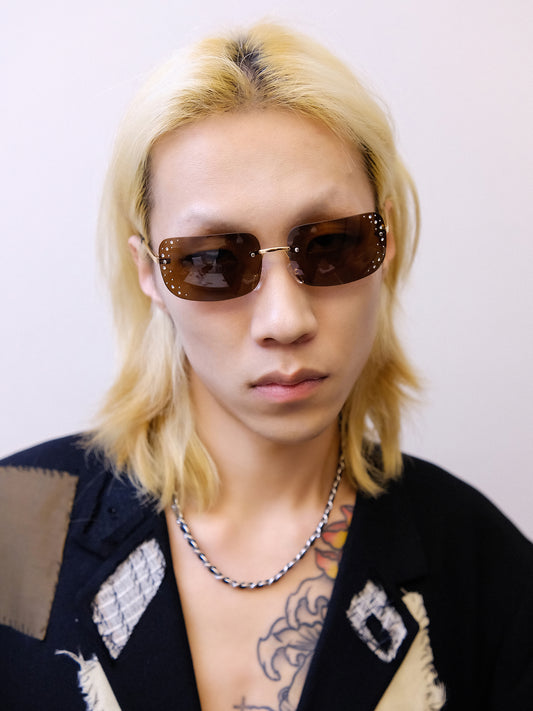 Rimless Rhinestone UV Protection Sunglasses