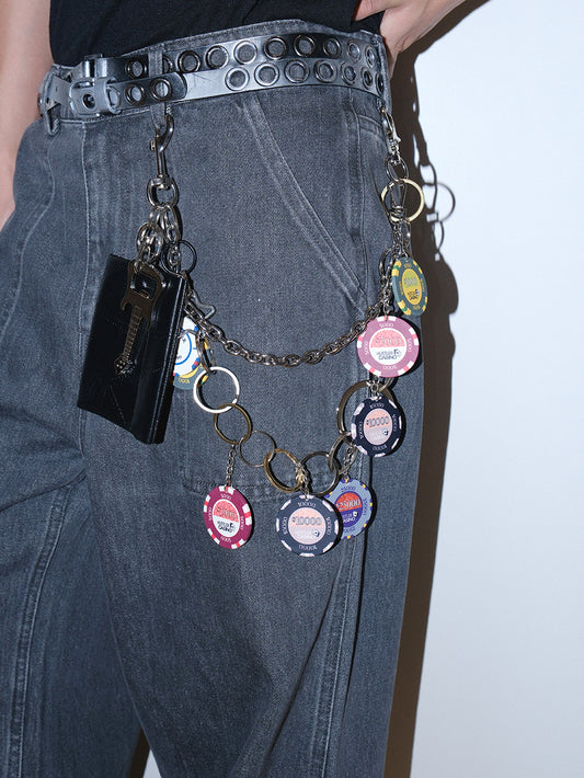Double Layer Token Coin Purse Belt Chain