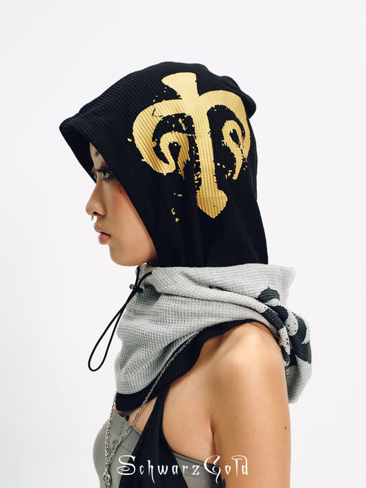 Lucky Symbol Print Contrast Balaclava