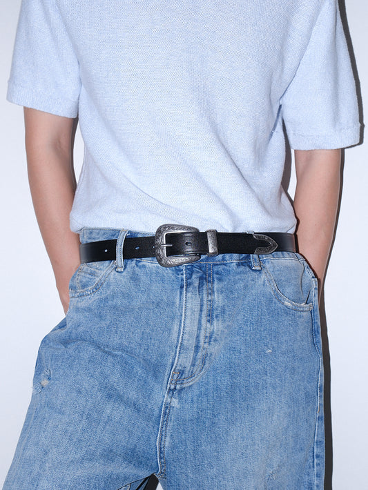 Classic Vintage Engraved Leather Belt