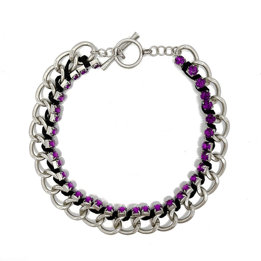 Purple Red Zircon Distressed Cuban Chain