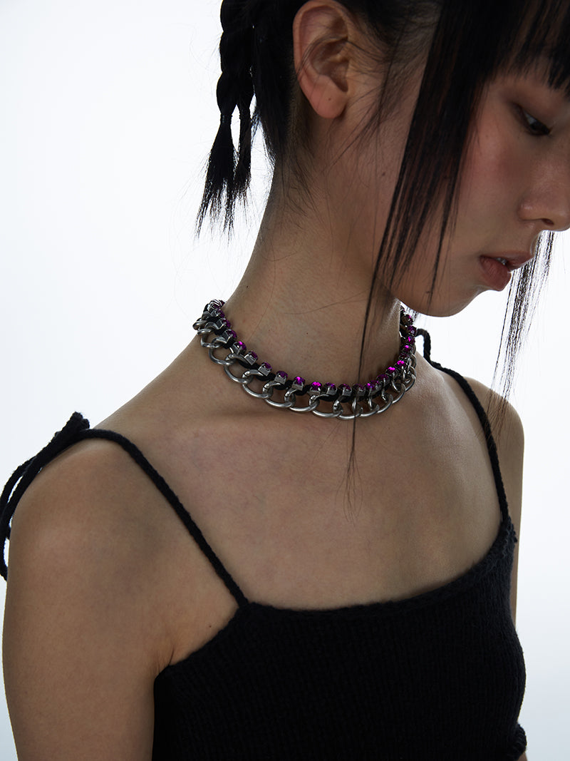 Purple Red Zircon Distressed Cuban Chain