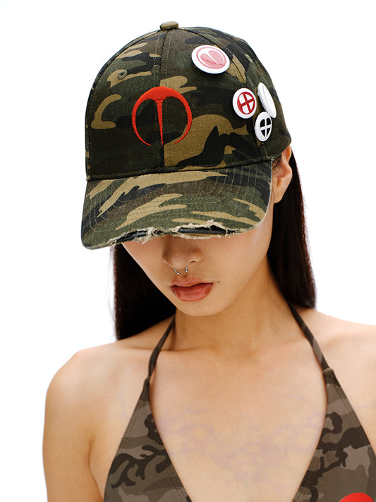 Vintage Camouflage Badge Embroidery Cap