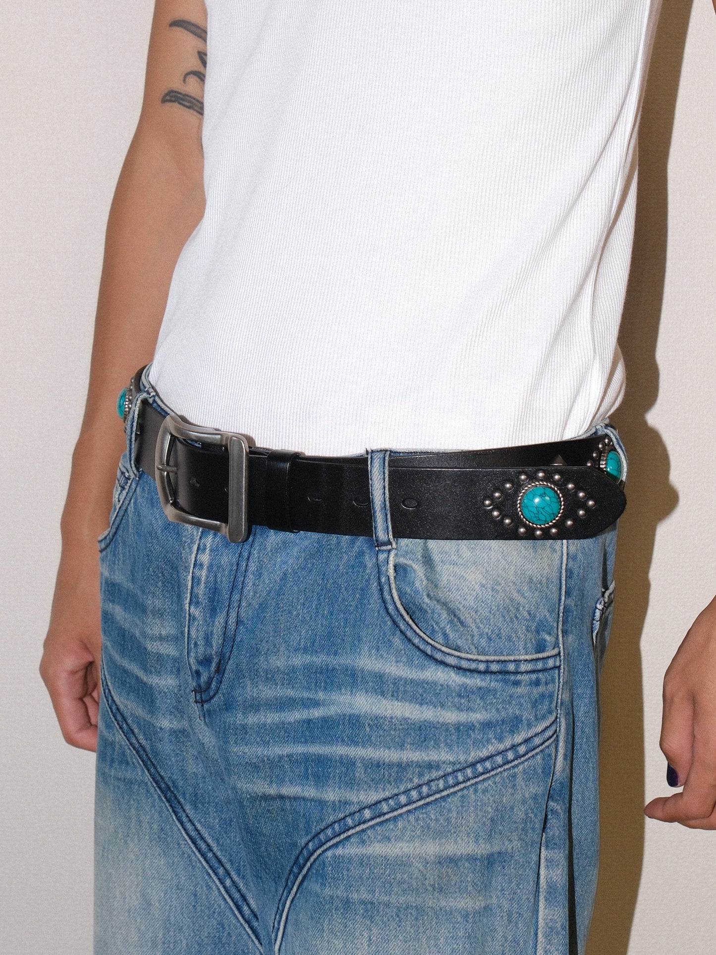 Tribal Studded Leather Belt