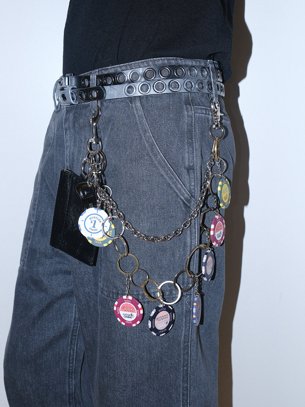 Double Layer Token Coin Purse Belt Chain