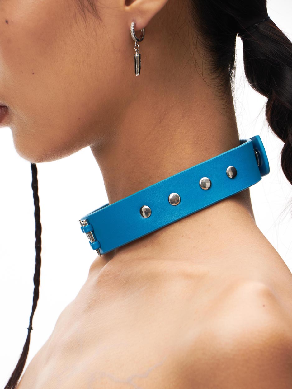 Punk Blue Bullet Choker