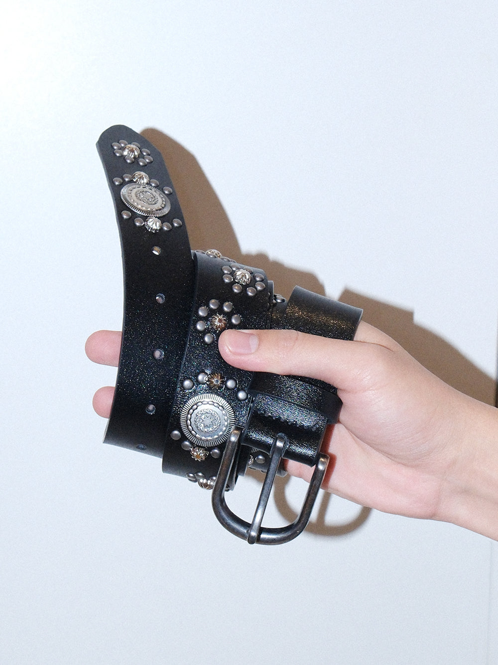 Vintage Starburst Studded U Buckle Leather Belt