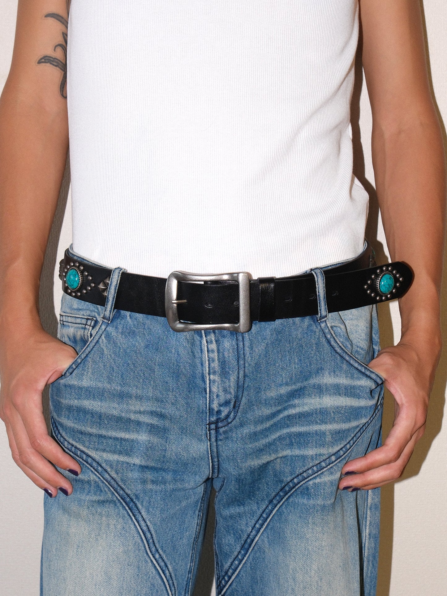Tribal Studded Leather Belt