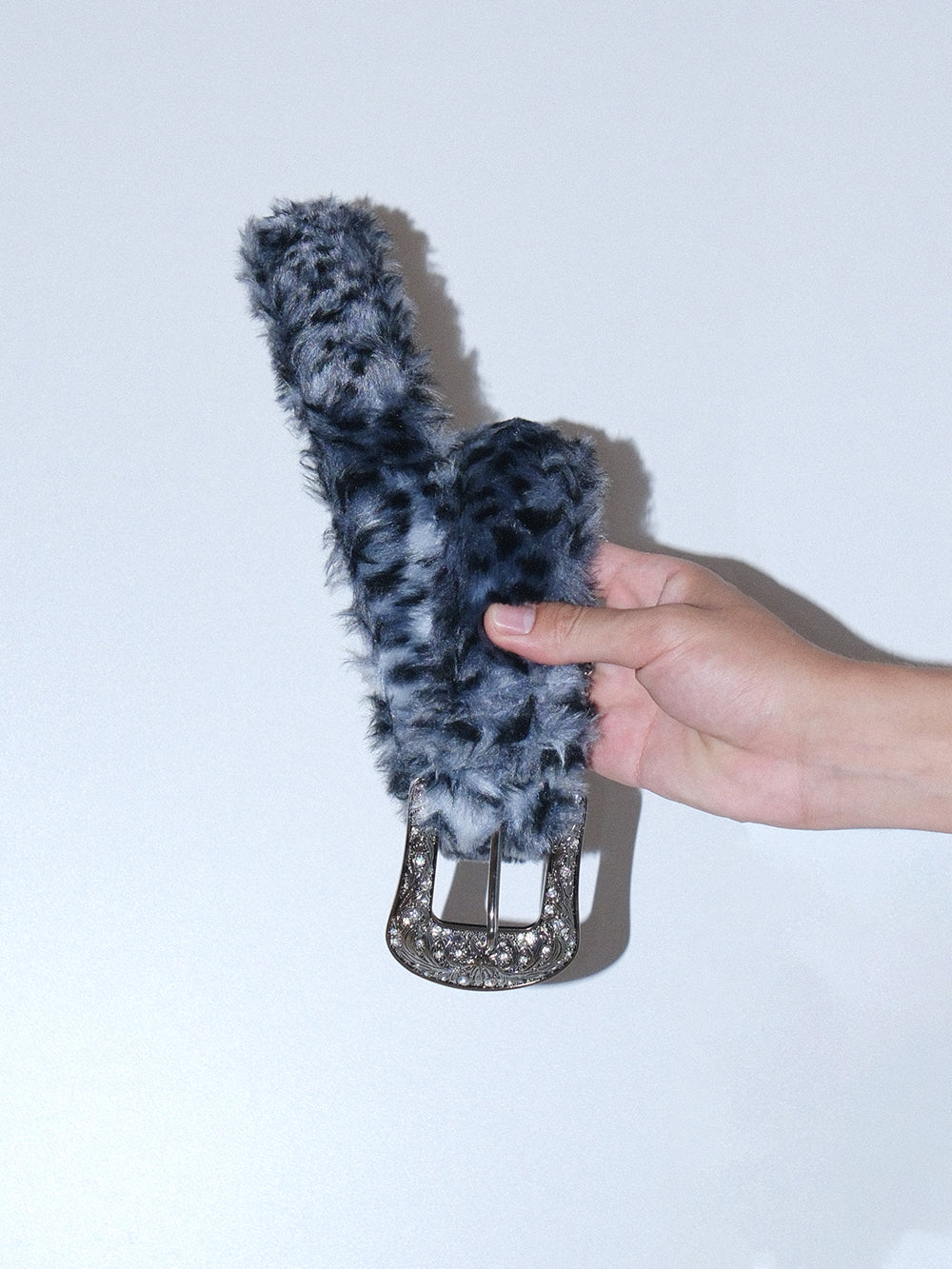 Y2K Carved Buckle Faux Fur Waist Belt