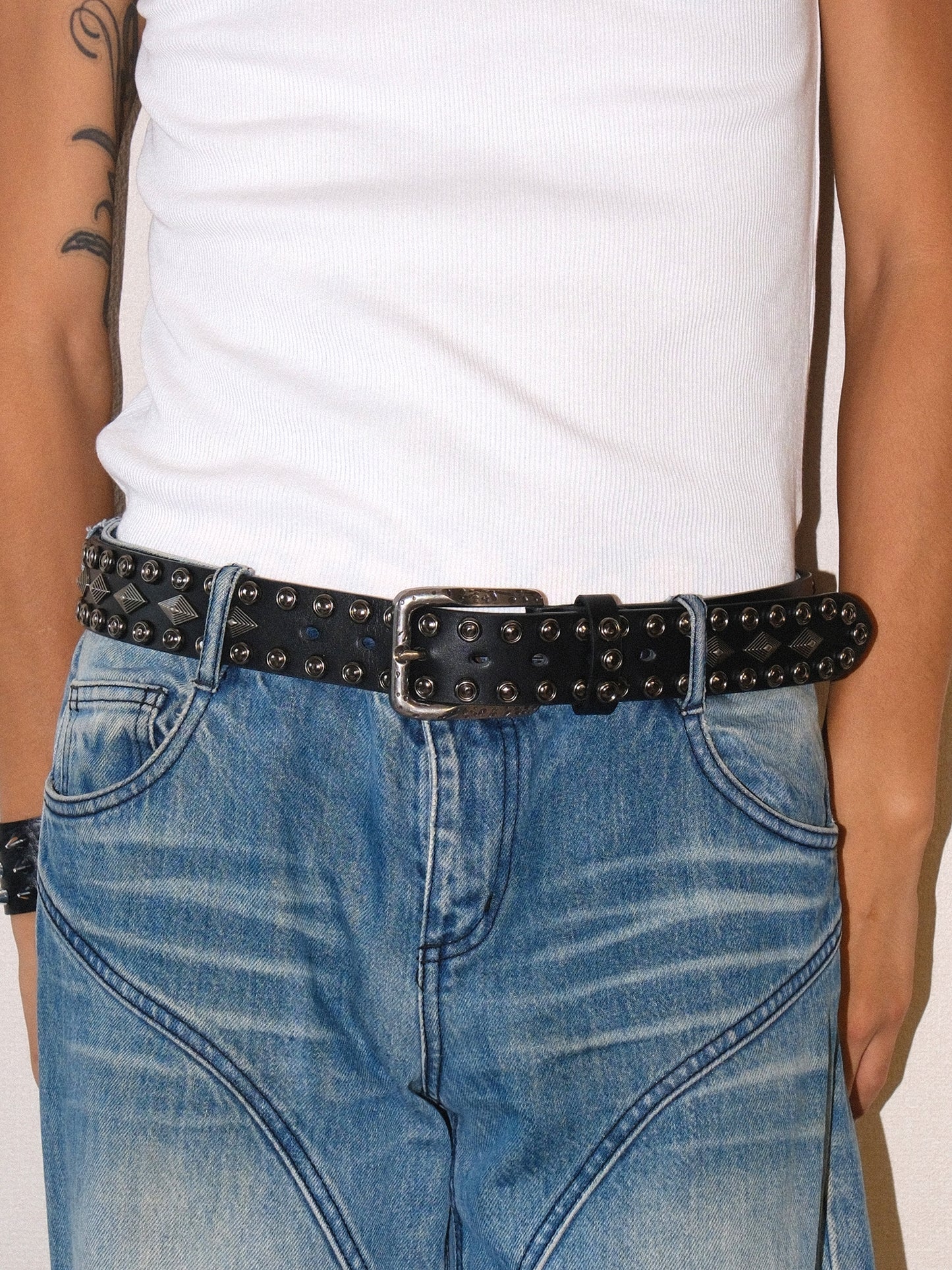 Diamond Studded Genuine Leather Belt