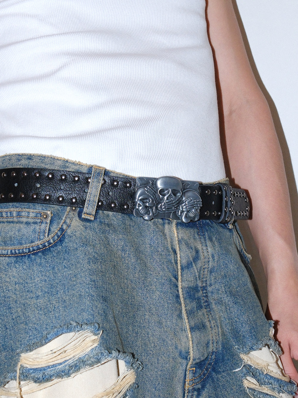 Punk Skull Buckle Studded Belt