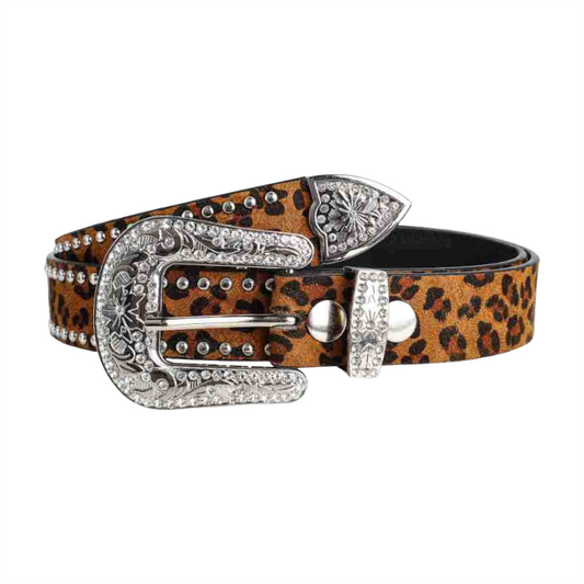 Y2K Baroque Cow Print Studded Leather Belt