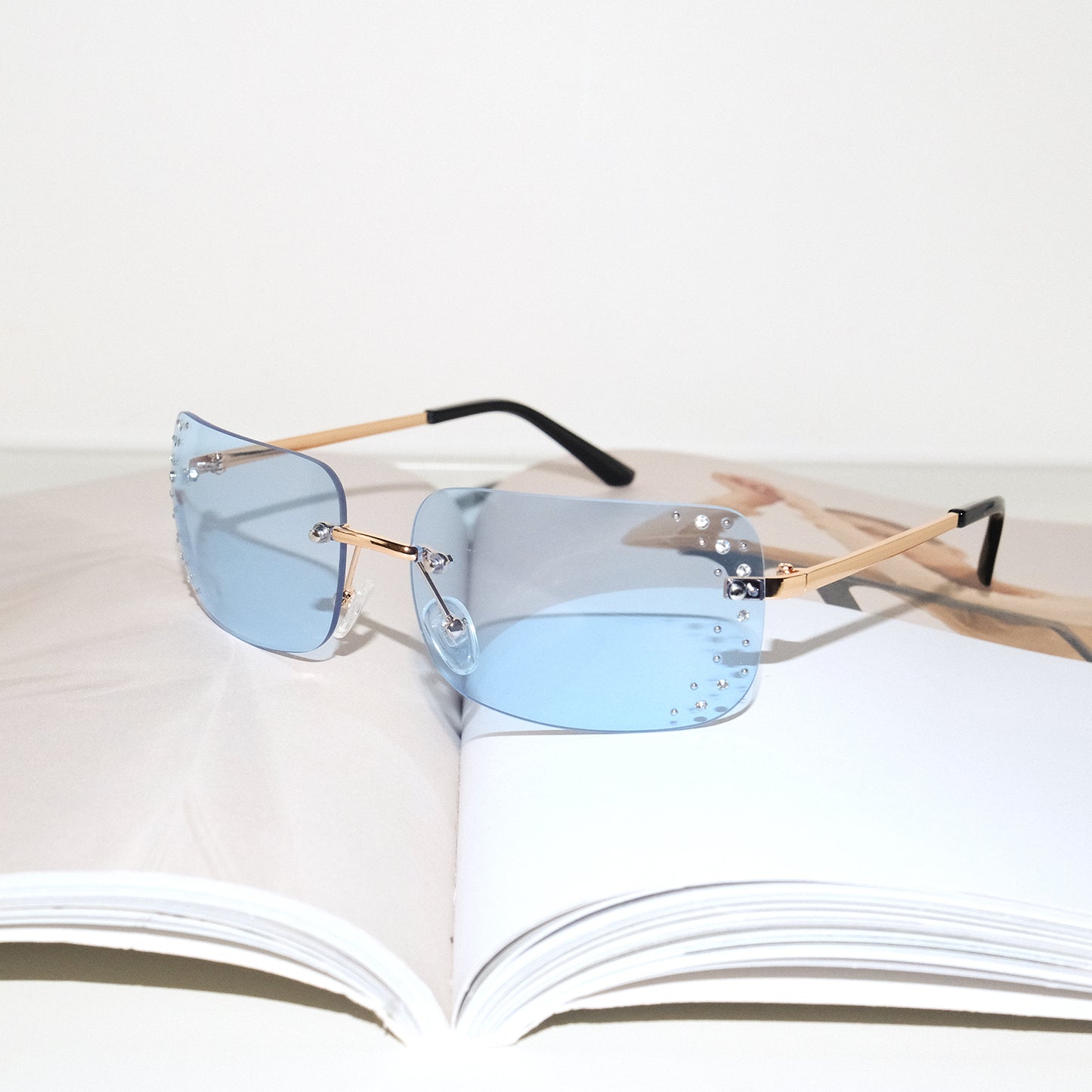 Rimless Rhinestone UV Protection Sunglasses