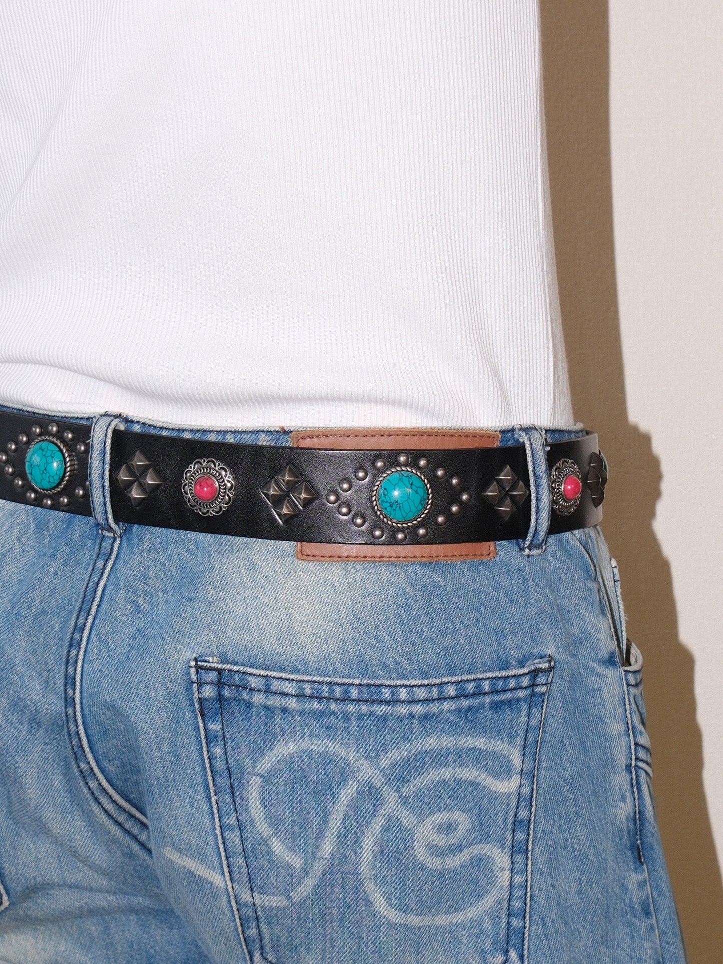 Tribal Studded Leather Belt