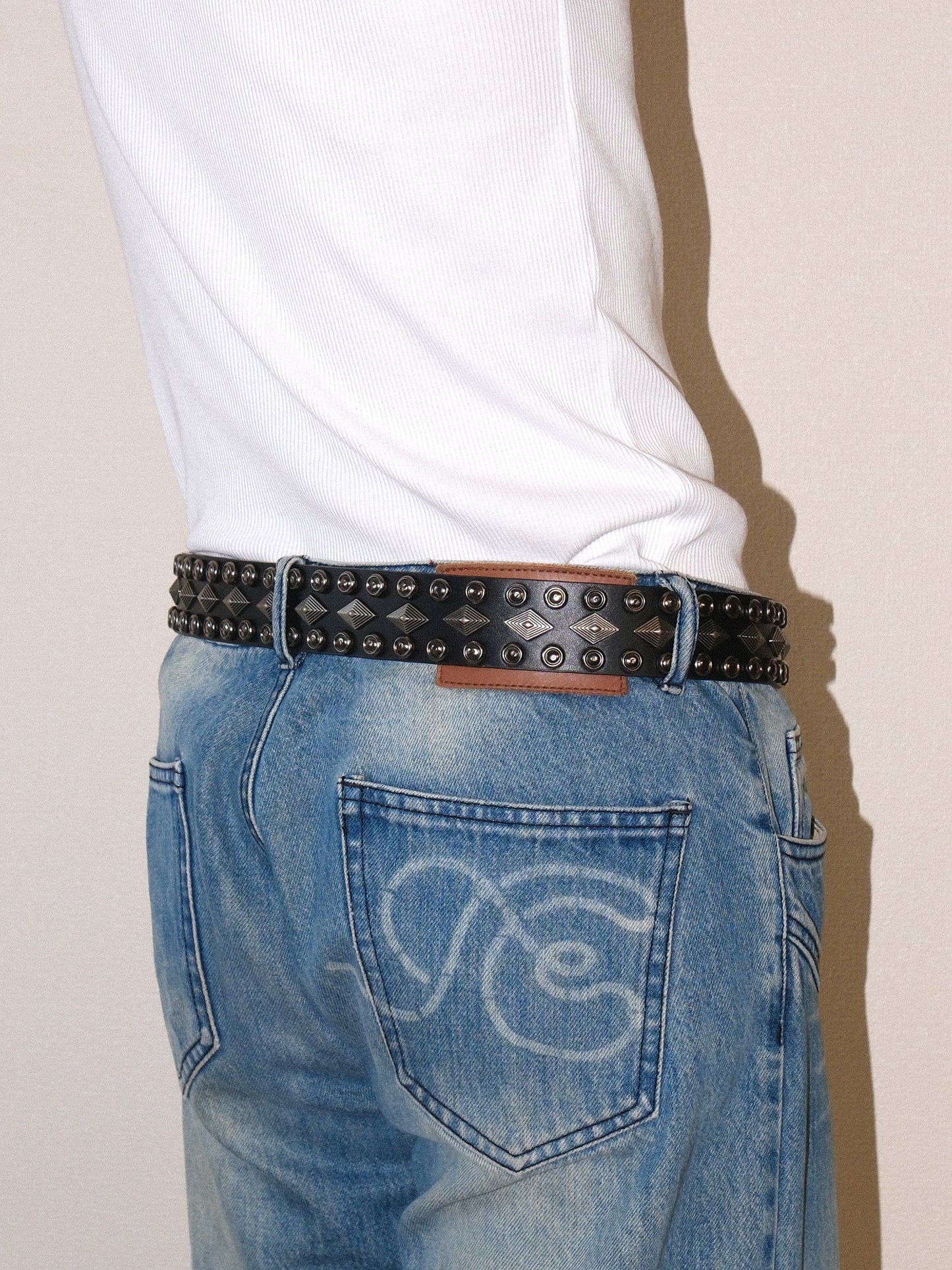 Diamond Studded Genuine Leather Belt
