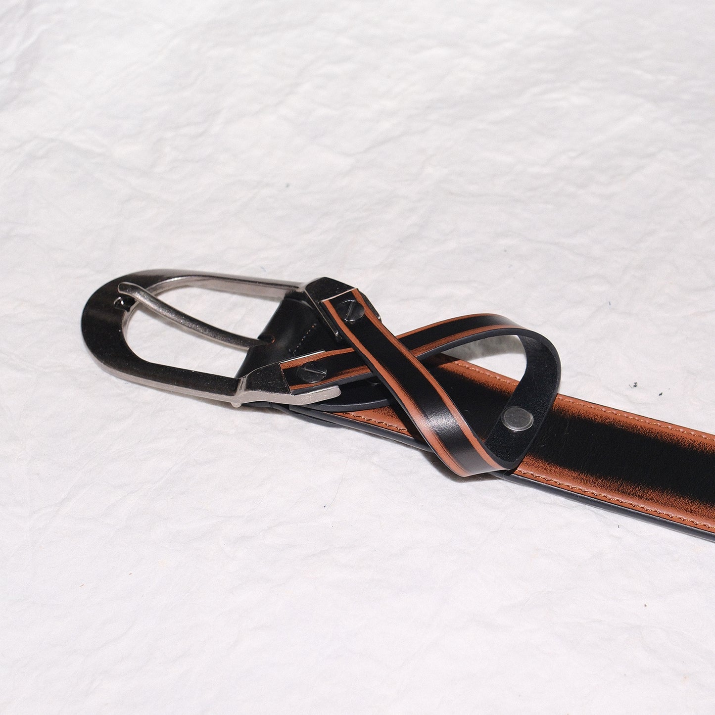 Distressed Cross Buckle Yellow Cowhide Belt