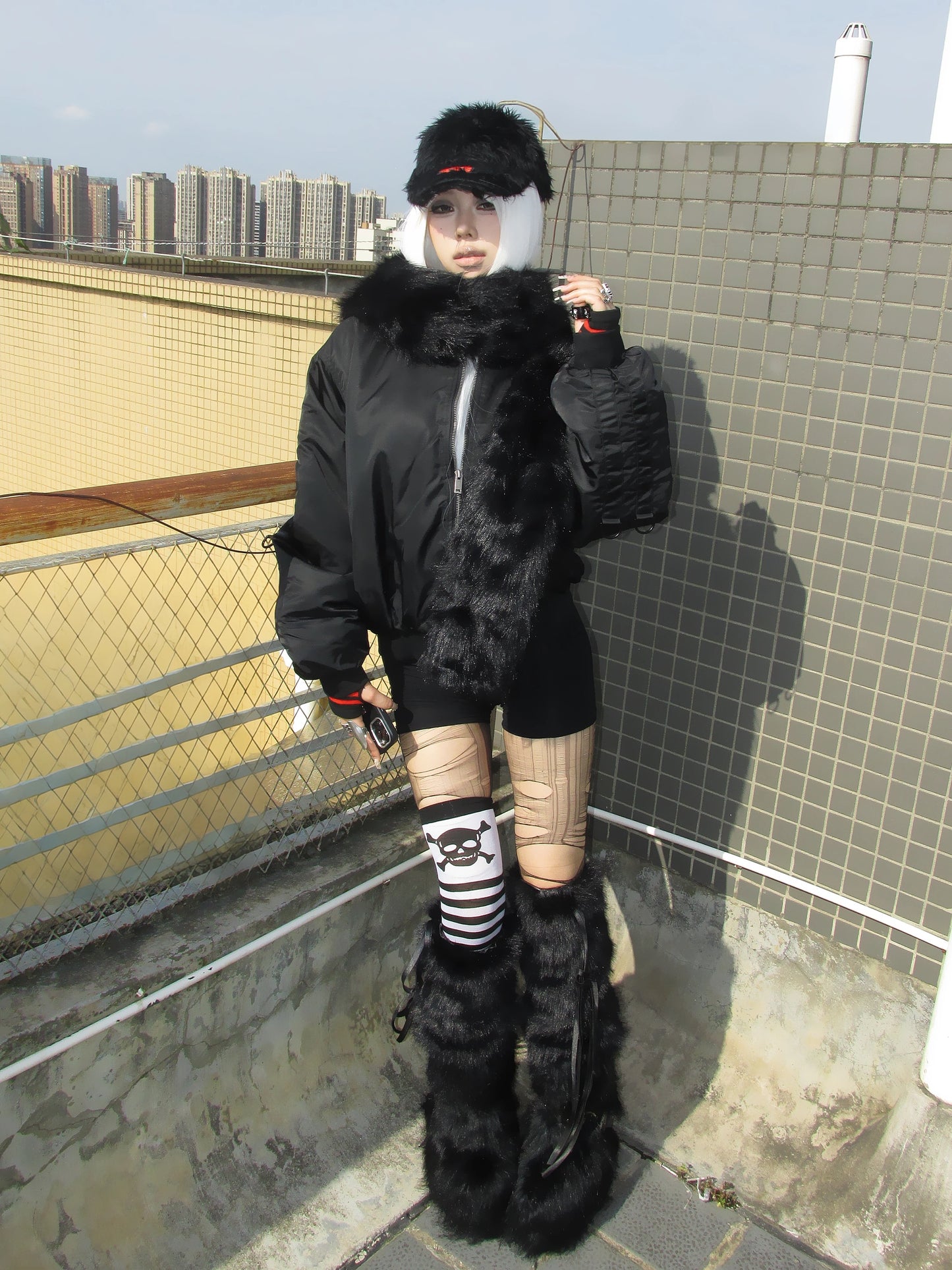 Detachable Hood Fur Scarf MA1 Jacket