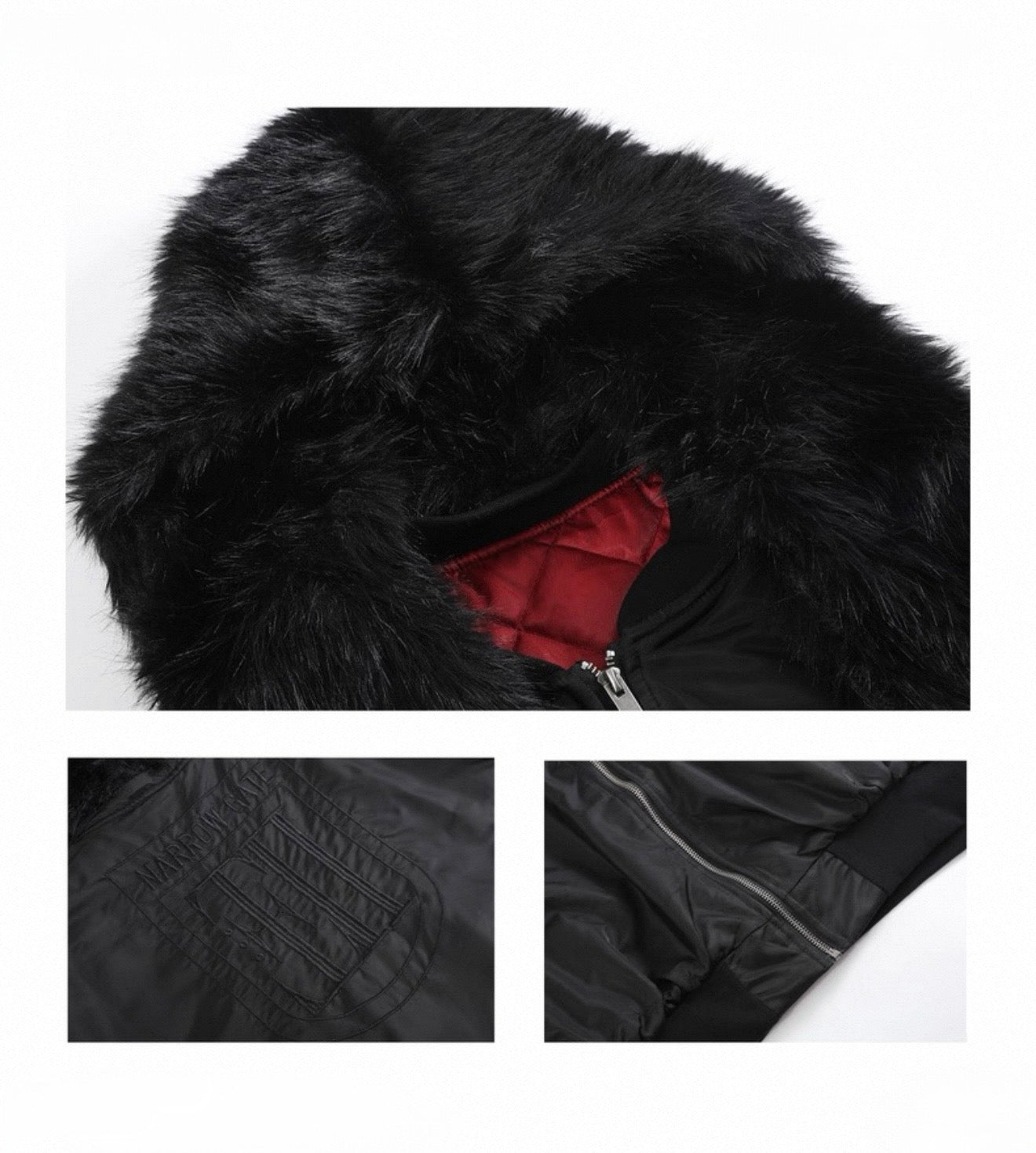 Detachable Hood Fur Scarf MA1 Jacket