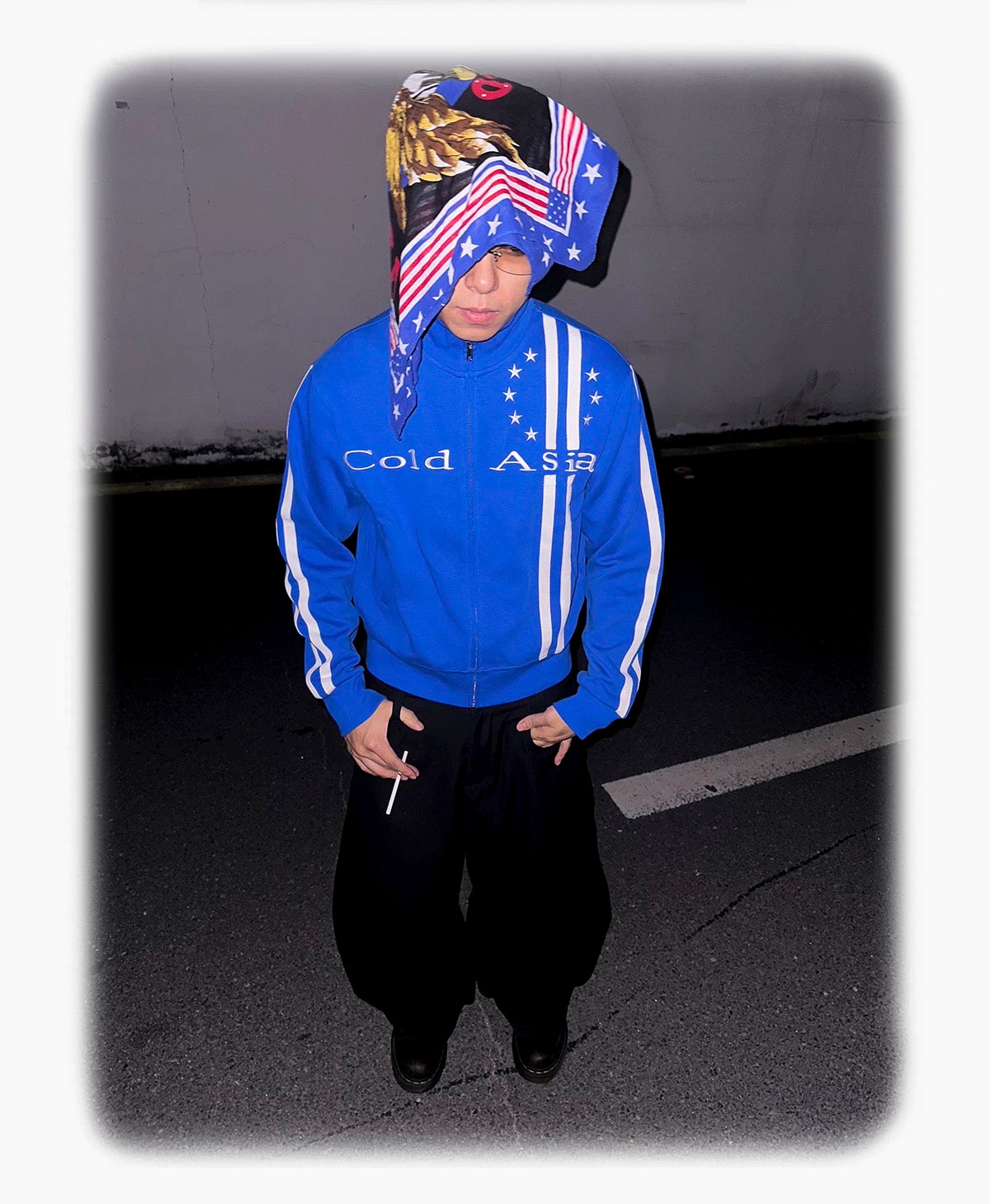 ColdAsia Embroidered White Webbing Cropped Jacket