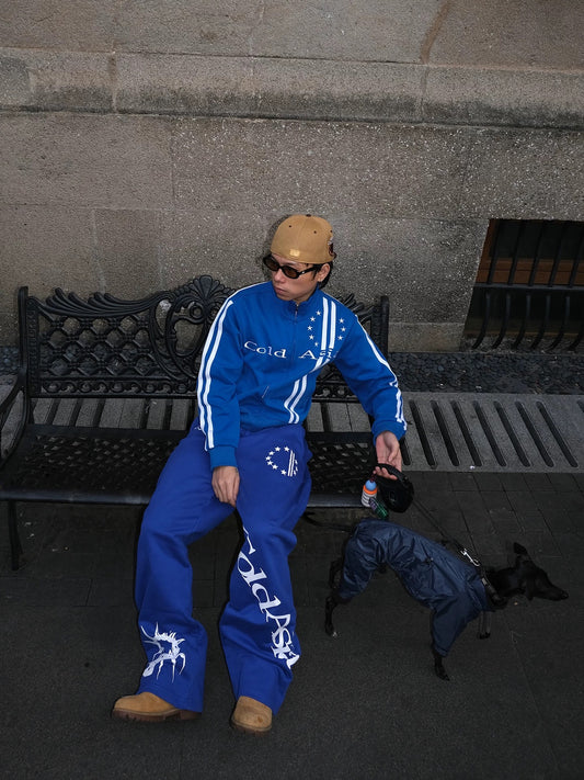 ColdAsia Blue Scorpion Print Loose Sweatpants