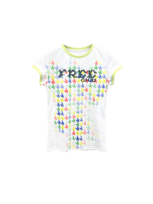 CHAI SS26 「フリー」千鳥格子スパンコールTシャツ - デコンストラクテッド コントラスト刺繍シャツ