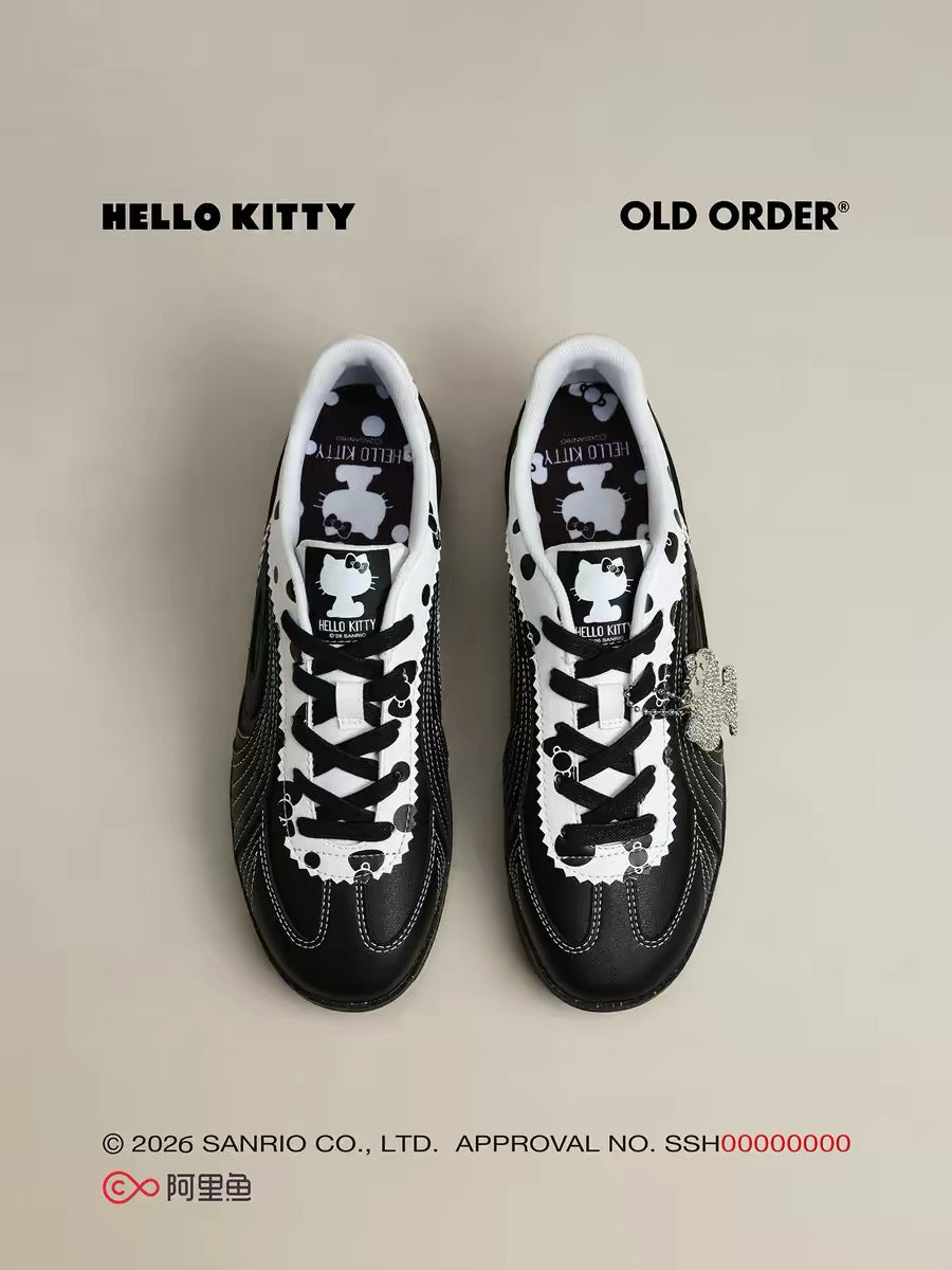OLDORDER Turbine Lite "Kitty" Polka Dot Black Sneakers - Retro Low-Profile GAT Shoes
