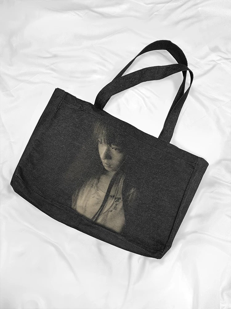 Portrait Laser Engraved Raw Denim Tote Bag - view 3
