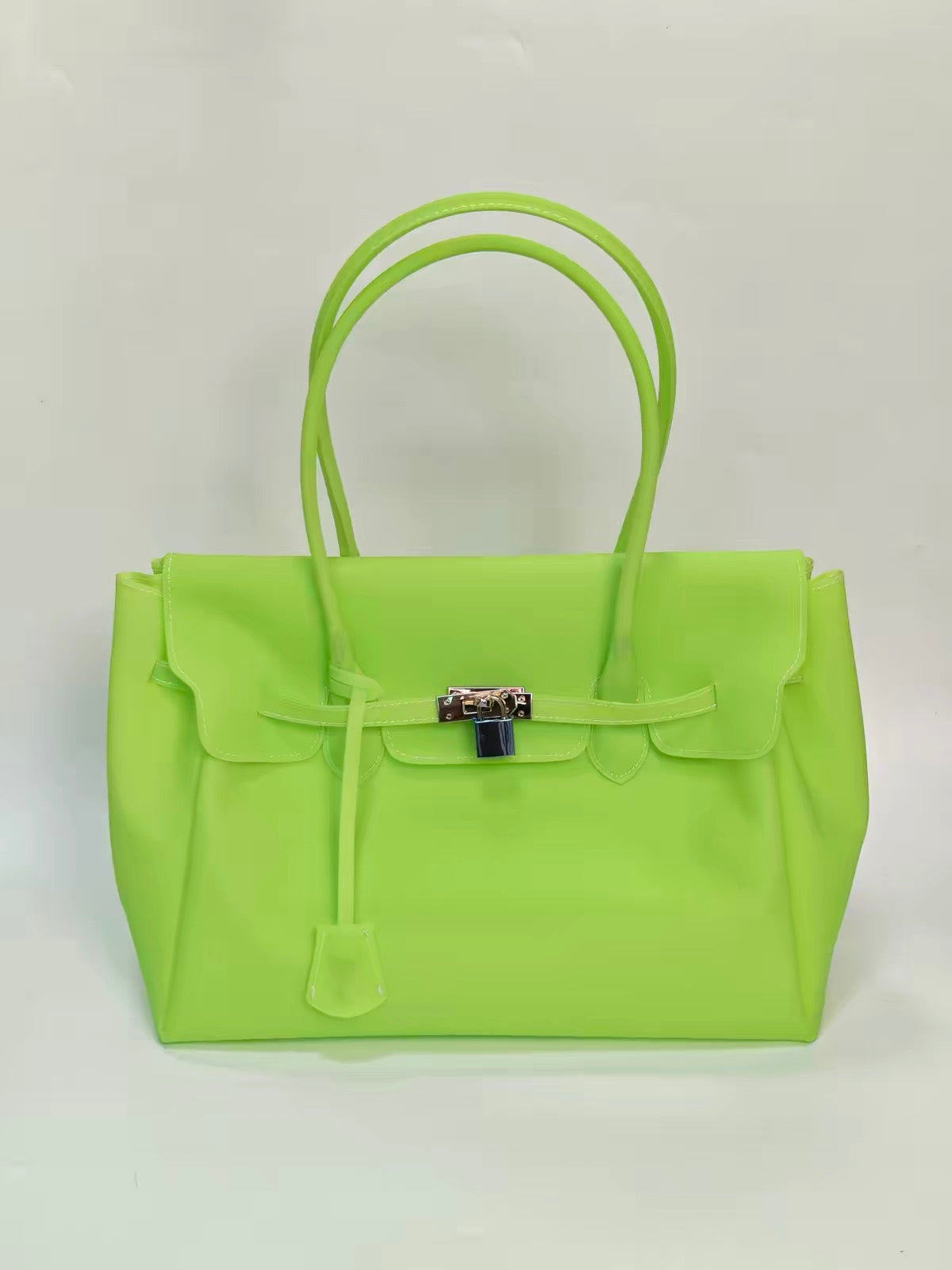 New Summer Jelly Firkin Shoulder Tote - Casual Clear Underarm Bag with Top-Handle