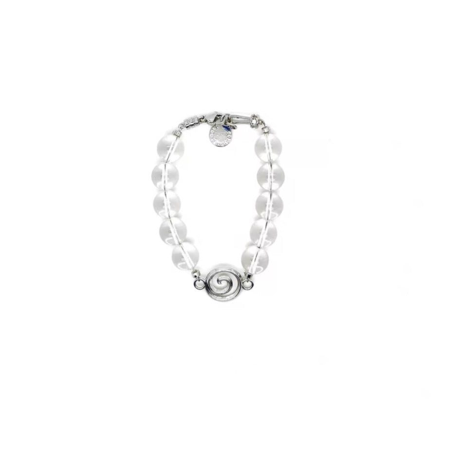 Spiral White Crystal Beaded Bracelet