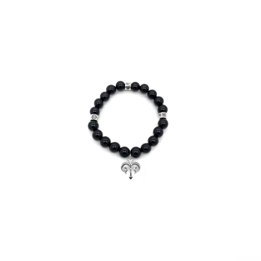 Unisex Obsidian Trident Lucky Bracelet