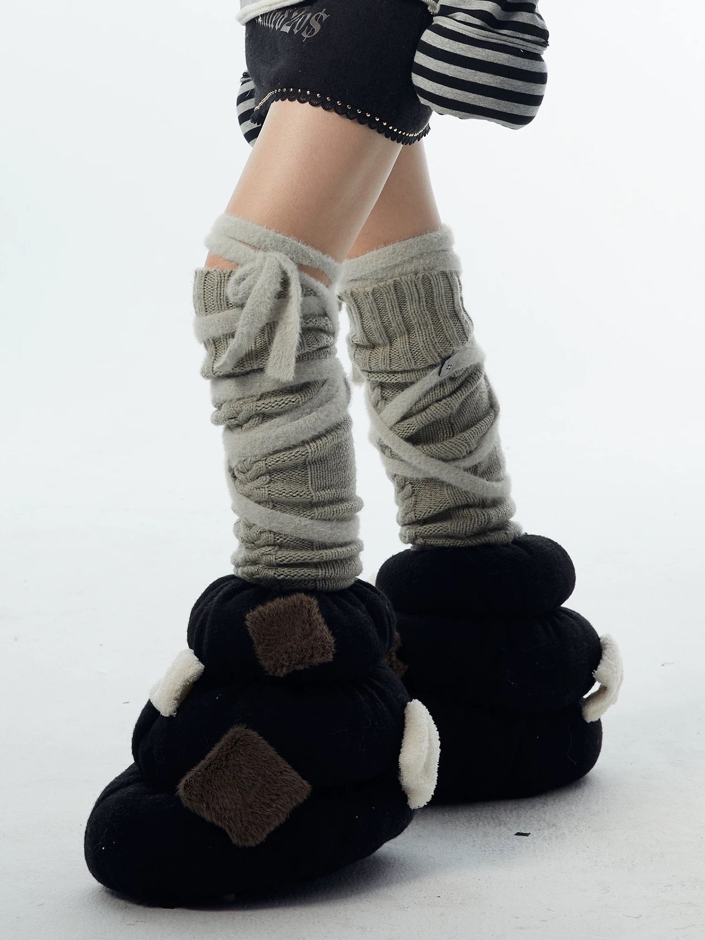 Tie-Up Wool Scrunch Socks