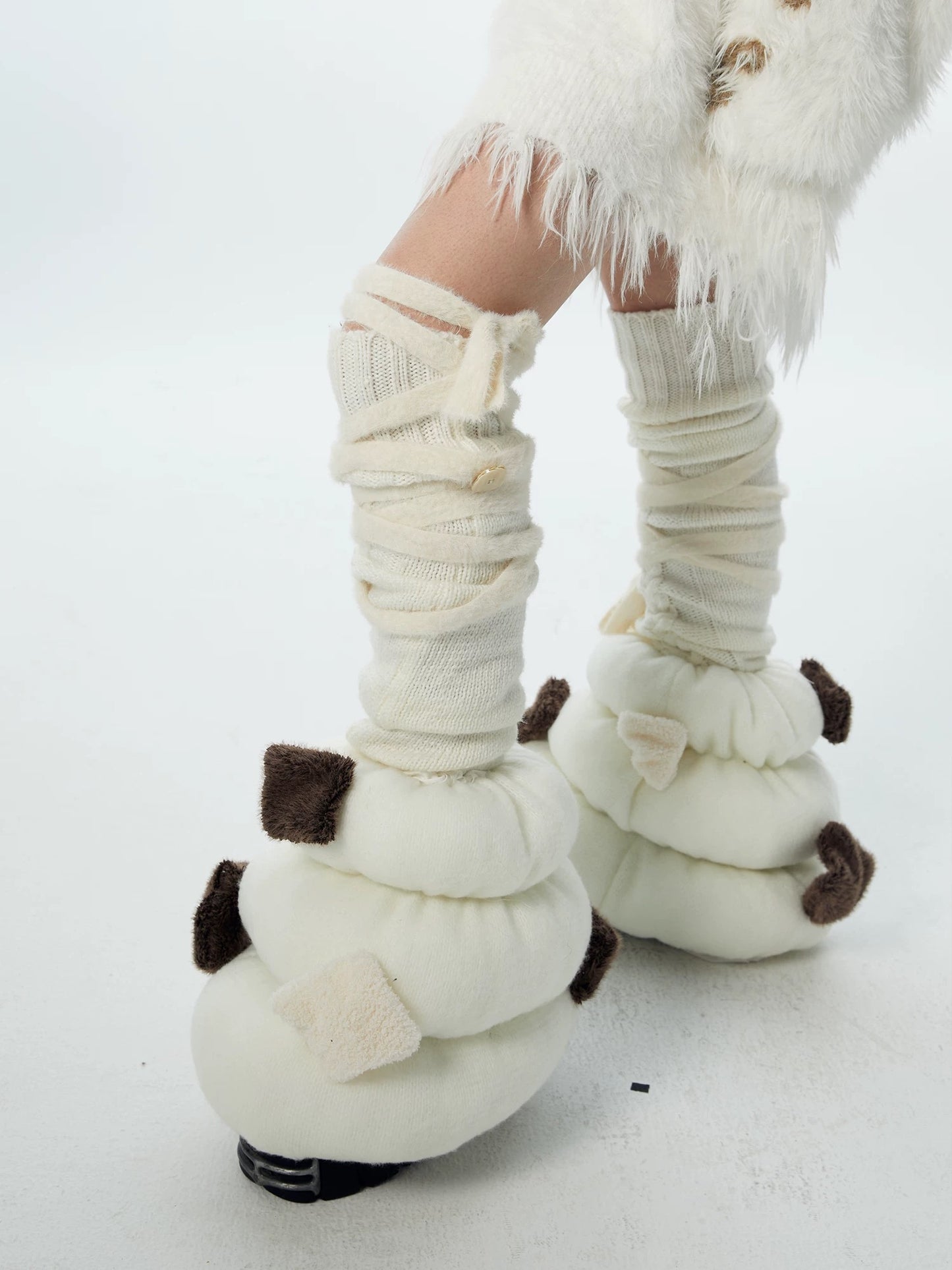 Tie-Up Wool Scrunch Socks